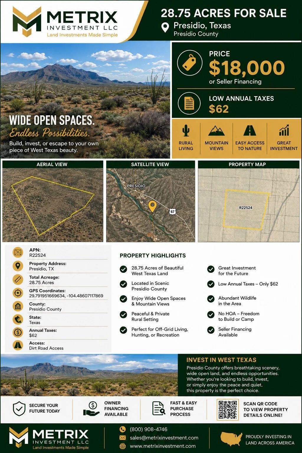28.75 Acres of Unrestricted Land in Presidio, Texas in Presidio County, TX